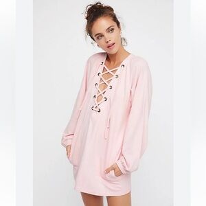 Free People Pink Wellington Tunic Pullover Dress Size XS Baby‎ Pink